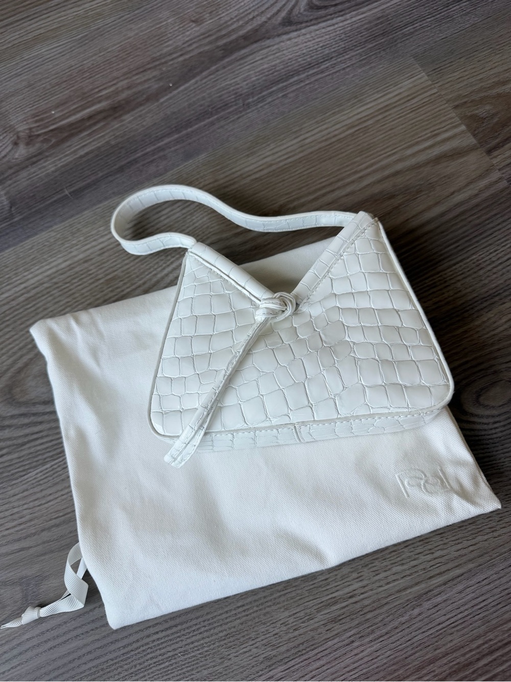 Reformation Chiara Mini White Croc-Embossed Handbag - Picture 6 of 7